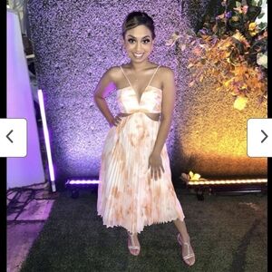 Express Watercolor Flowy Pastel Cut Out Midi Dress